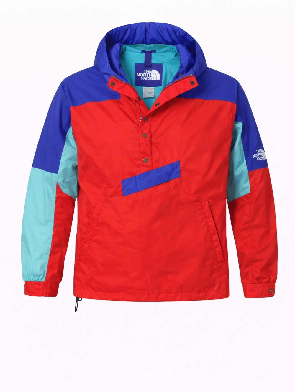 Vtg Made In USA North Face Gortex Red, Blue, Teal Colorblock Pullover‎ Anorak